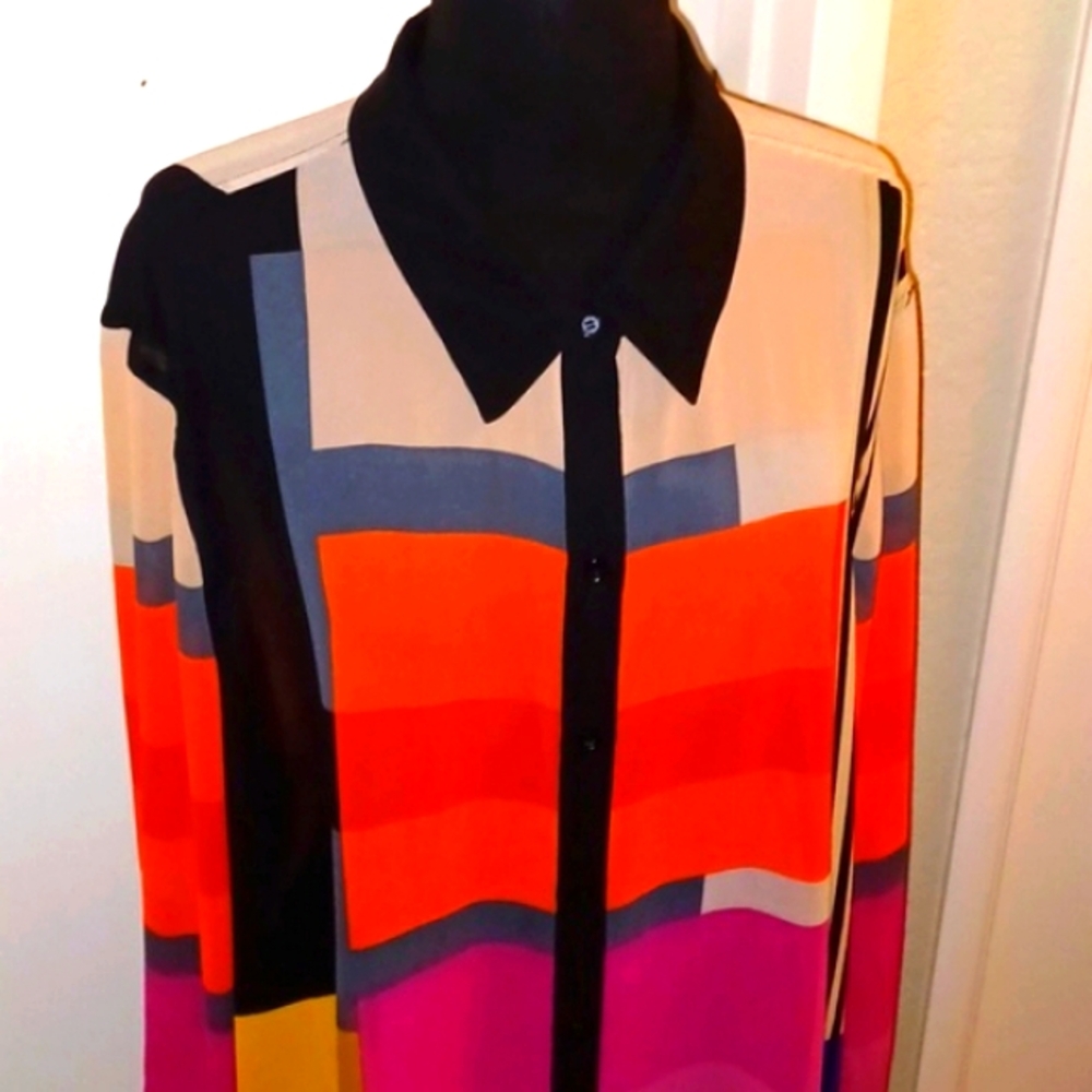 CHAUS Color Block Blouse